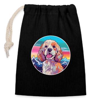 Cockapoo Hunderasse Cartoon Kawaii Aquarell - Verschließbarer Geschenkbeutel aus Baumwolle (14x20cm) - Schwarz - Vorne