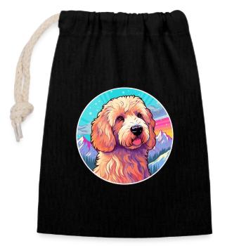 Labradoodle Hunderasse Cartoon Kawaii Aquarell - Verschließbarer Geschenkbeutel aus Baumwolle (14x20cm) - Schwarz - Vorne
