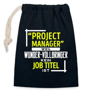Job Statement Project Manager Profession Career Work - Closable cotton gift bag (14x20cm) - navy - Front