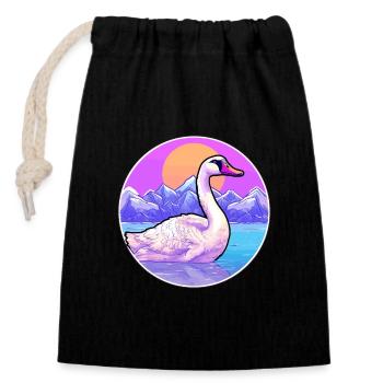 Goose Watercolor Cartoon Kawaii Pet Animal Colorfu - Closable cotton gift bag (14x20cm) - black - Front