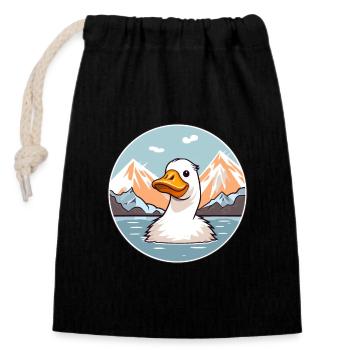 Canard Aquarelle Dessin Animé Kawaii Animal De Compagnie Coloré - Sac cadeau en coton avec cordon (14 x 20 cm) - noir - Devant