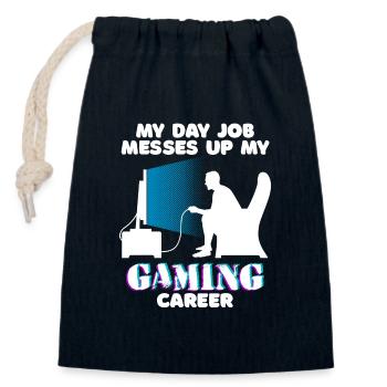 Gamer Career Work Job Statement Employee - Closable cotton gift bag (14x20cm) - navy - Front