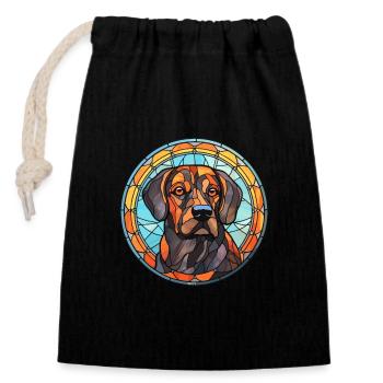 Berger De Beauce Dog Breed Stained Glass Colorful - Closable cotton gift bag (14x20cm) - black - Front