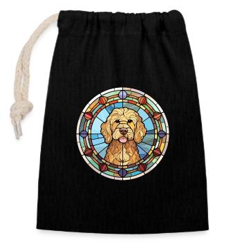 Goldendoodle Hunderasse Buntes Glas - Verschließbarer Geschenkbeutel aus Baumwolle (14x20cm) - Schwarz - Vorne
