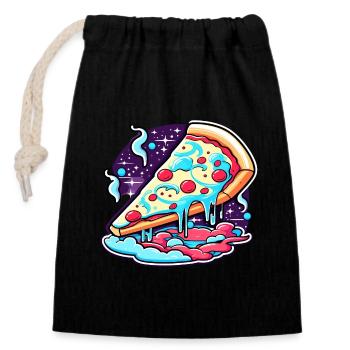 Pizza Slice Zeichnung - Verschließbarer Geschenkbeutel aus Baumwolle (14x20cm) - Schwarz - Vorne