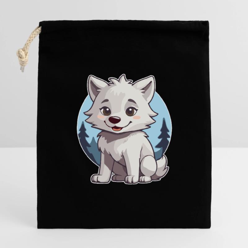 Niedlicher Wolf oder Hund Husky Verschließbarer Geschenkbeutel aus Baumwolle (14x20cm)
