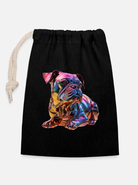 chromatische Bulldogge - Verschließbarer Geschenkbeutel aus Baumwolle (14x20cm) - Schwarz
