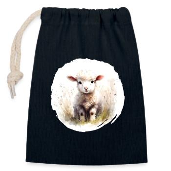 Lamb Watercolor - Closable cotton gift bag (14x20cm) - navy - Front