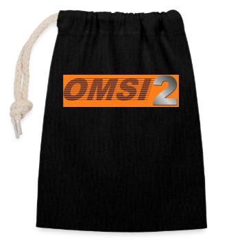 OMSI 2 Logo - Verschließbarer Geschenkbeutel aus Baumwolle (14x20cm) - Schwarz - Vorne