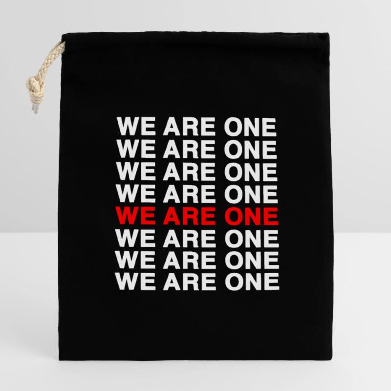 We Are One – Bold Typo Pattern Closable cotton gift bag (14x20cm)