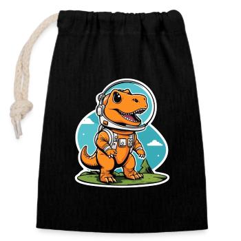 Dinosaurier Astronaut Illustration - Verschließbarer Geschenkbeutel aus Baumwolle (14x20cm) - Schwarz - Vorne