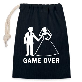 Jeu des jeunes mariés sur le mariage - Sac cadeau en coton avec cordon (14 x 20 cm) - bleu marine - Devant