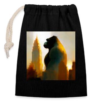 Gorilla 02 - Closable cotton gift bag (14x20cm) - black - Front