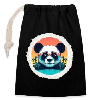 Baby-Panda im Urlaub - Verschließbarer Geschenkbeutel aus Baumwolle (14x20cm) - Schwarz - Vorne