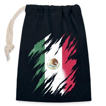 Drapeau du Mexique Drapeau du Mexique Amérique du Sud - Sac cadeau en coton avec cordon (14 x 20 cm) - bleu marine - Devant