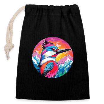 Woodpecker Aquarelle Cartoon Kawaii Pet Animal Co - Sac cadeau en coton avec cordon (14 x 20 cm) - noir - Devant