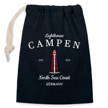 Lighthouse Camping Mer du Nord Allemagne - Sac cadeau en coton avec cordon (14 x 20 cm) - bleu marine - Devant