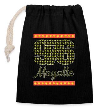T-SHIRT 976 MAYOTTE_MAHORAIS_MAHORAISE - Closable cotton gift bag (14x20cm) - black - Front