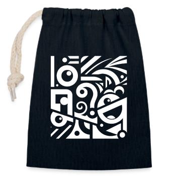 Black and White Swirl Pattern - Closable cotton gift bag (14x20cm) - navy - Front