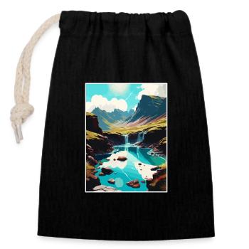 Île de Skye Ecosse Vintage voyage affiche WPA - Sac cadeau en coton avec cordon (14 x 20 cm) - noir - Devant