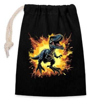 Velociraptor - Closable cotton gift bag (14x20cm) - black - Front