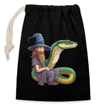 Wizard Snake Anaconda snake Snake Boa Python - Closable cotton gift bag (14x20cm) - black - Front