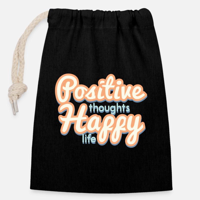 Positive - Closable cotton gift bag (14x20cm) - black
