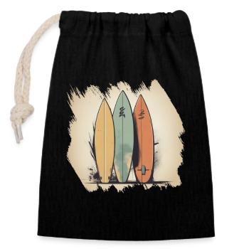 Surfbrett Supboard SUP Strand tropisch Meer Palme - Verschließbarer Geschenkbeutel aus Baumwolle (14x20cm) - Schwarz - Vorne