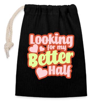 Valentines - Closable cotton gift bag (14x20cm) - black - Front