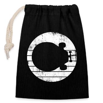 Skateboard Drawing - Closable cotton gift bag (14x20cm) - black - Front