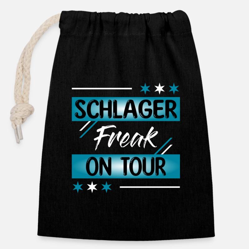 Schlagerfreak on tour - Closable cotton gift bag (14x20cm) - black