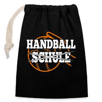 Handball instead of school handball player gift idea - Closable cotton gift bag (14x20cm) - black - Front