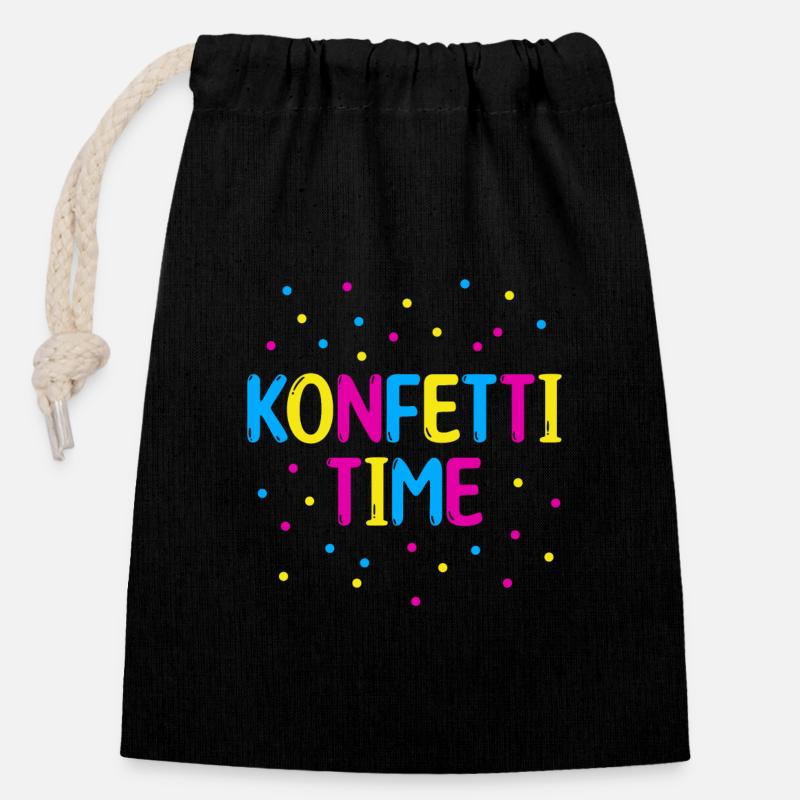 Konfetti time - Verschließbarer Geschenkbeutel aus Baumwolle (14x20cm) - Schwarz