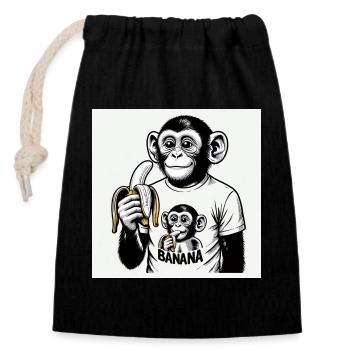 Ein Affe und seine Banane - Verschließbarer Geschenkbeutel aus Baumwolle (14x20cm) - Schwarz - Vorne