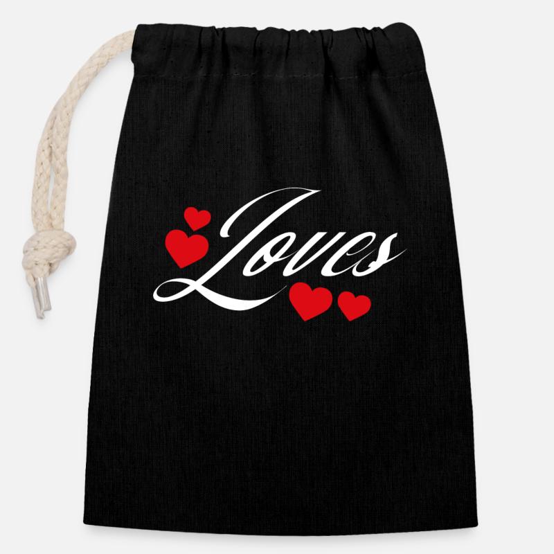 Aime - Sac cadeau en coton avec cordon (14 x 20 cm) - noir