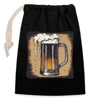 Beer Gift Mug Party Celebration Feast Glass Beer - Closable cotton gift bag (14x20cm) - black - Front