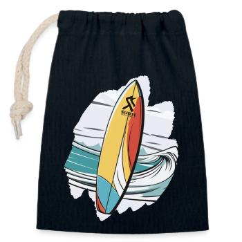 Planche de surf, Supboard, SUP, Tropical, Mer, Palmier, Plage - Sac cadeau en coton avec cordon (14 x 20 cm) - bleu marine - Devant