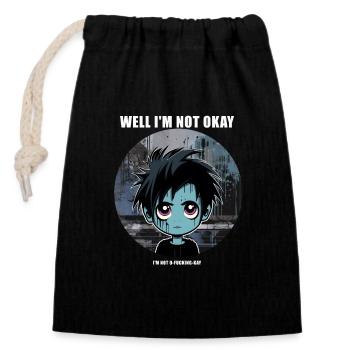 Ok Guy - Closable cotton gift bag (14x20cm) - black - Front