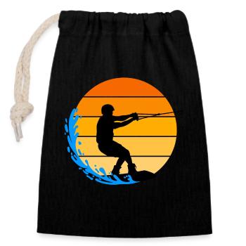 Water Skiing, Surfing, Surfing, Wakeboard, Stunt - Closable cotton gift bag (14x20cm) - black - Front