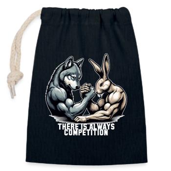 Armwrestling Armdrücken Wolf und Hase Geschenk - Verschließbarer Geschenkbeutel aus Baumwolle (14x20cm) - Navy - Vorne