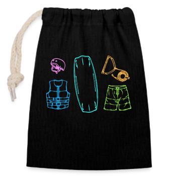 Ski nautique, Sports nautiques, Planche de surf, Wakeboard, Surf - Sac cadeau en coton avec cordon (14 x 20 cm) - noir - Devant