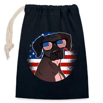 America - Closable cotton gift bag (14x20cm) - navy - Front