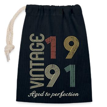 33 Year Anniversary Gift - 1991 - Closable cotton gift bag (14x20cm) - navy - Front