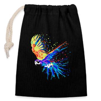 Animal, Oiseau, Zoo, Perroquet, Amoureux Des Animaux, Animal De Compagnie - Sac cadeau en coton avec cordon (14 x 20 cm) - noir - Devant