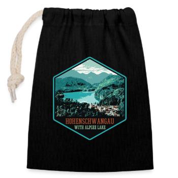 Hohenschwangau with Alpsee See - Closable cotton gift bag (14x20cm) - black - Front