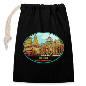 Historic Dresden: Captivating central charm - Closable cotton gift bag (14x20cm) - black - Front