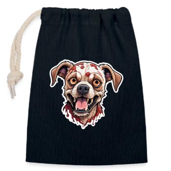 Zombie Dog Illustration - Closable cotton gift bag (14x20cm) - navy - Front
