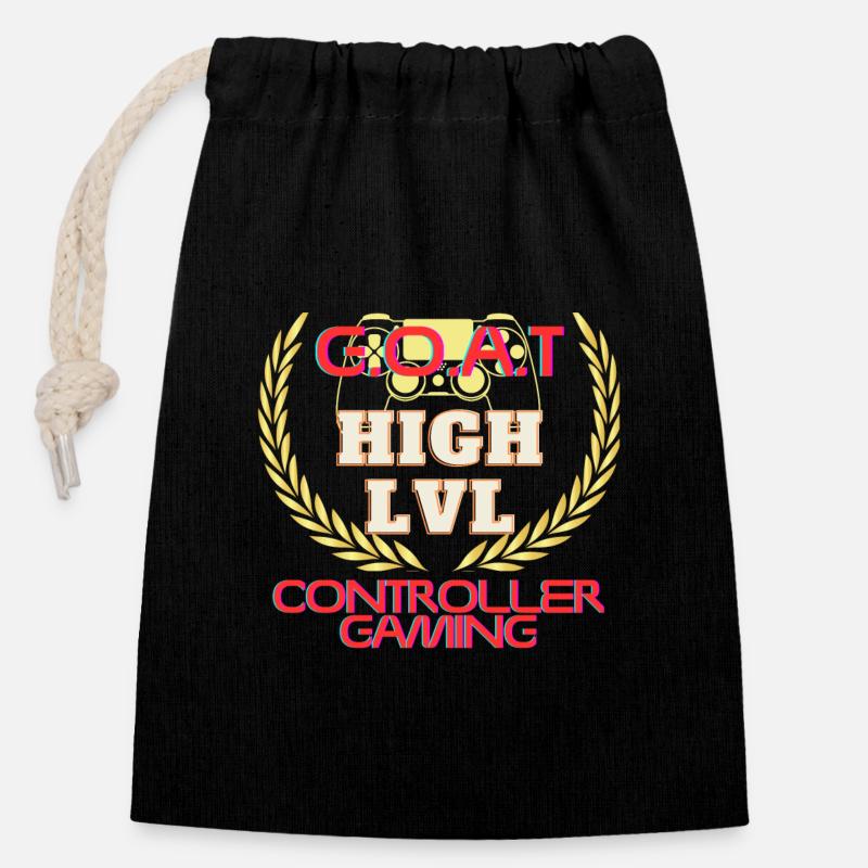 GOAT contrôleur gamer - Sac cadeau en coton avec cordon (14 x 20 cm) - noir