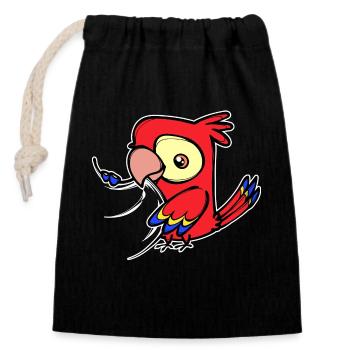 Zoo, Oiseau, Animal, Perroquet, Amoureux Des Animaux, Animal De Compagnie - Sac cadeau en coton avec cordon (14 x 20 cm) - noir - Devant