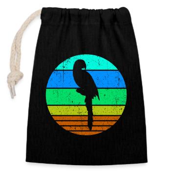 Oiseau, Perroquet, Amoureux Des Animaux, Animal De Compagnie, Jungle, Animal - Sac cadeau en coton avec cordon (14 x 20 cm) - noir - Devant